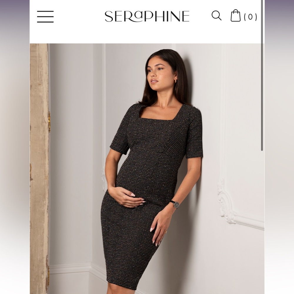 Seraphine Maribel Black Tweed Maternity Dress, NWT, Size 6